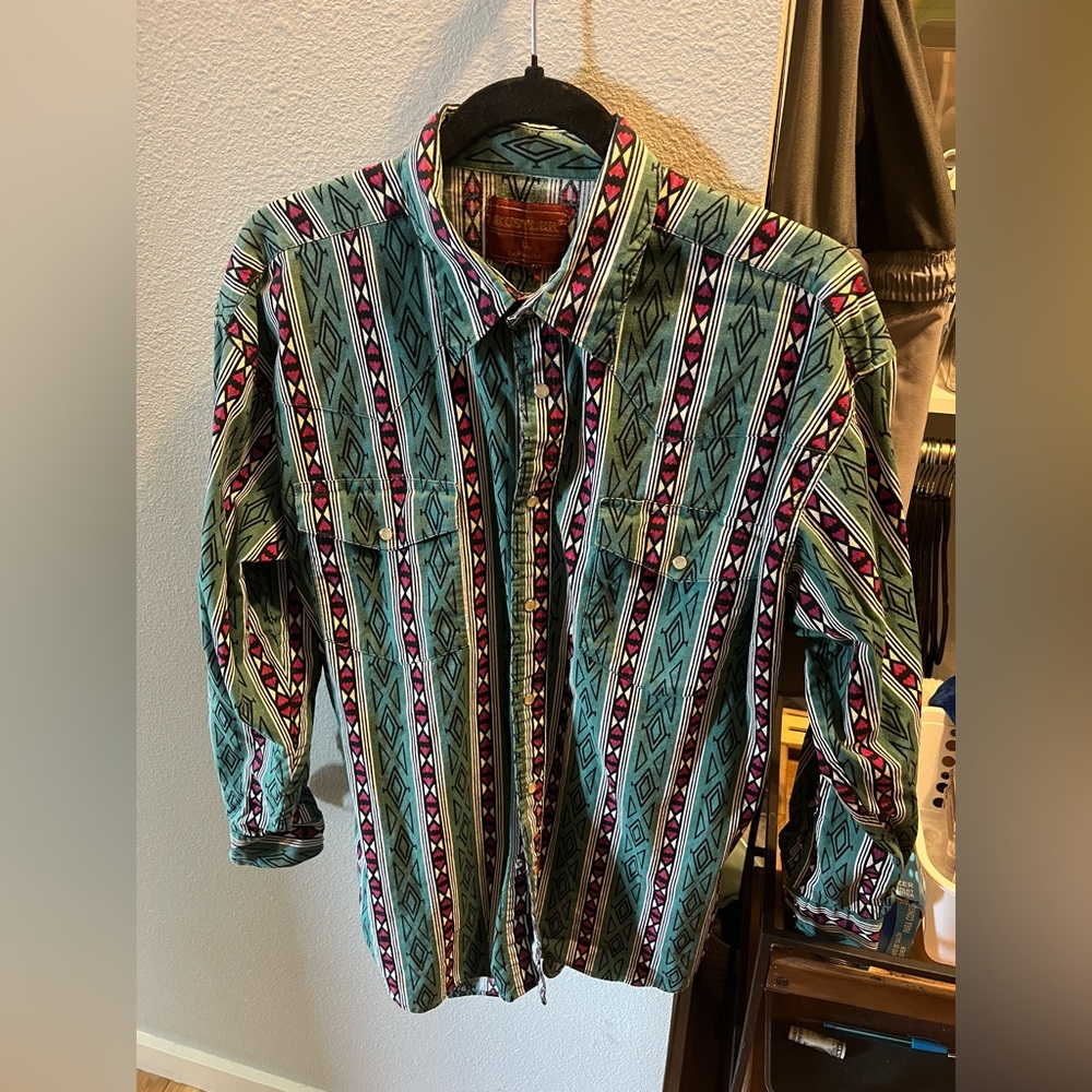 Rustler Wrangler Western Pearl Snap Men’s Large